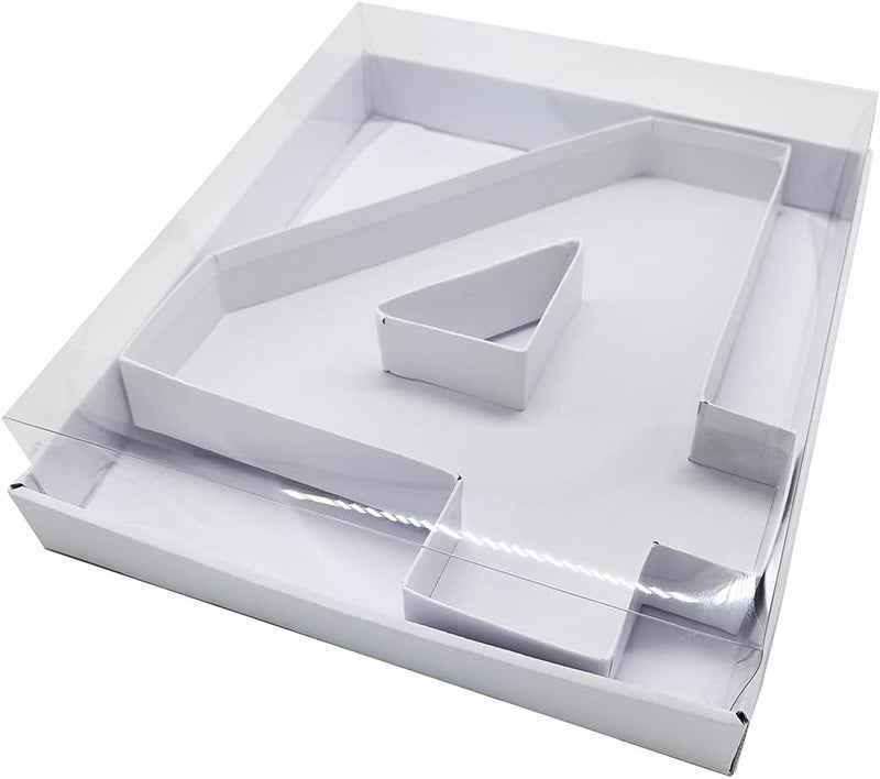 WENPACK 12.5" Cardboard Number Shaped Mache Strawberries Fillable Sweets Candy Box with Clear Lid (White, 4) - Image 1
